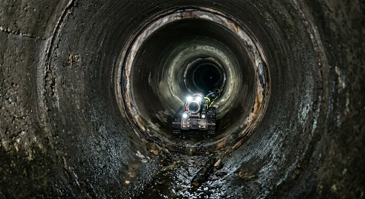 Robotic sewer camera inspecting pipe interior for Sewer Line Cleaning in Bothell